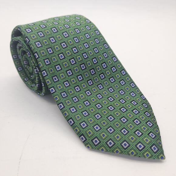 Ted Baker Other - Ted Baker London Silk Tie Green Woven Geometric Christmas Preppy Office 3"W